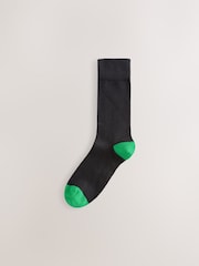Bright Red/Green Geo 7 Pack Mens Cotton Rich Black Socks - Image 4 of 10