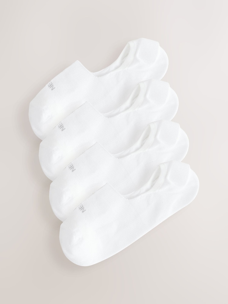 White Signature Modal Invisible Trainer Socks 4 Pack - Image 1 of 4