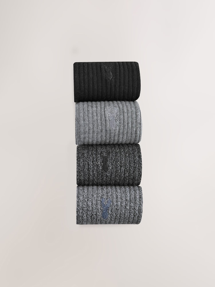 Grey Stag Embroidered Heavyweight Socks 4 Pack - Image 2 of 8