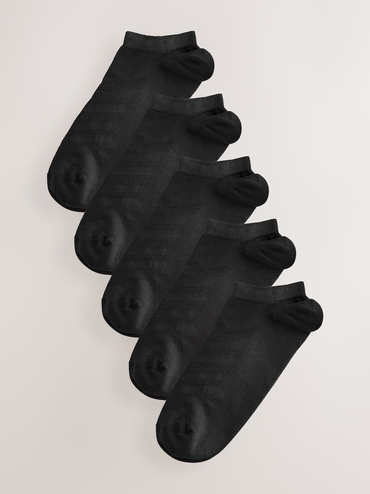 Black Active Low Rise Trainers Socks 5 Pack - Image 1 of 4