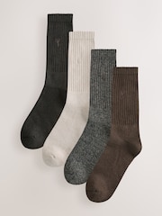 Neutral Stag Embroidered Heavyweight Socks 4 Pack - Image 1 of 8