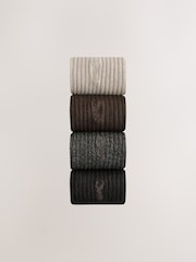 Neutral Stag Embroidered Heavyweight Socks 4 Pack - Image 2 of 8