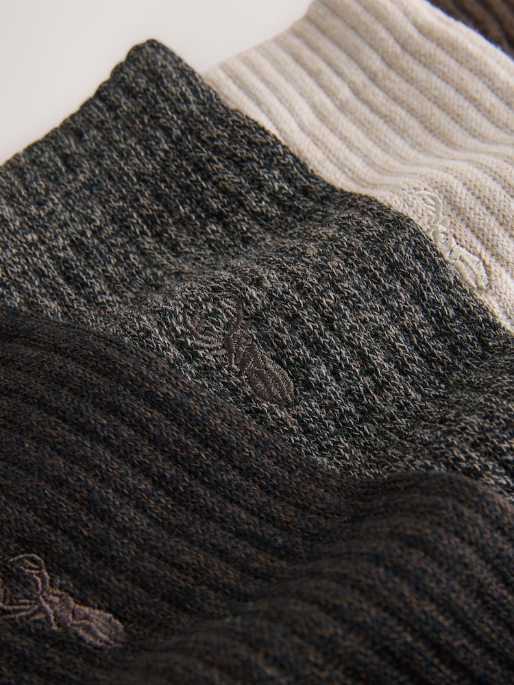 Neutral Stag Embroidered Heavyweight Socks 4 Pack - Image 8 of 8