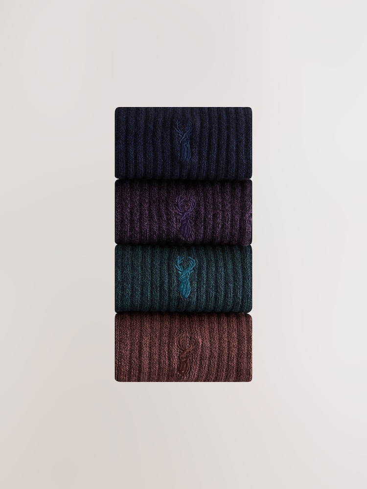 зеленый/красный/пурпурный - Stag Embroidered Heavyweight Socks 4 Pack - Изображение 1 из 8 зеленый/красный/пурпурный - Stag Embroidered Heavyweight Socks 4 Pack - Изображение 1 из 8