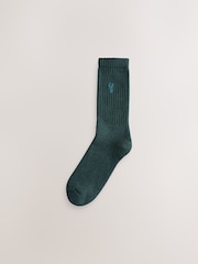 Green/Red/Purple Stag Embroidered Heavyweight Socks 4 Pack - Image 3 of 8