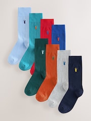 Contraste Azul/Vermelho/Verde Veado - Pacote 8 de meias bordadas - Imagem 1 de 11