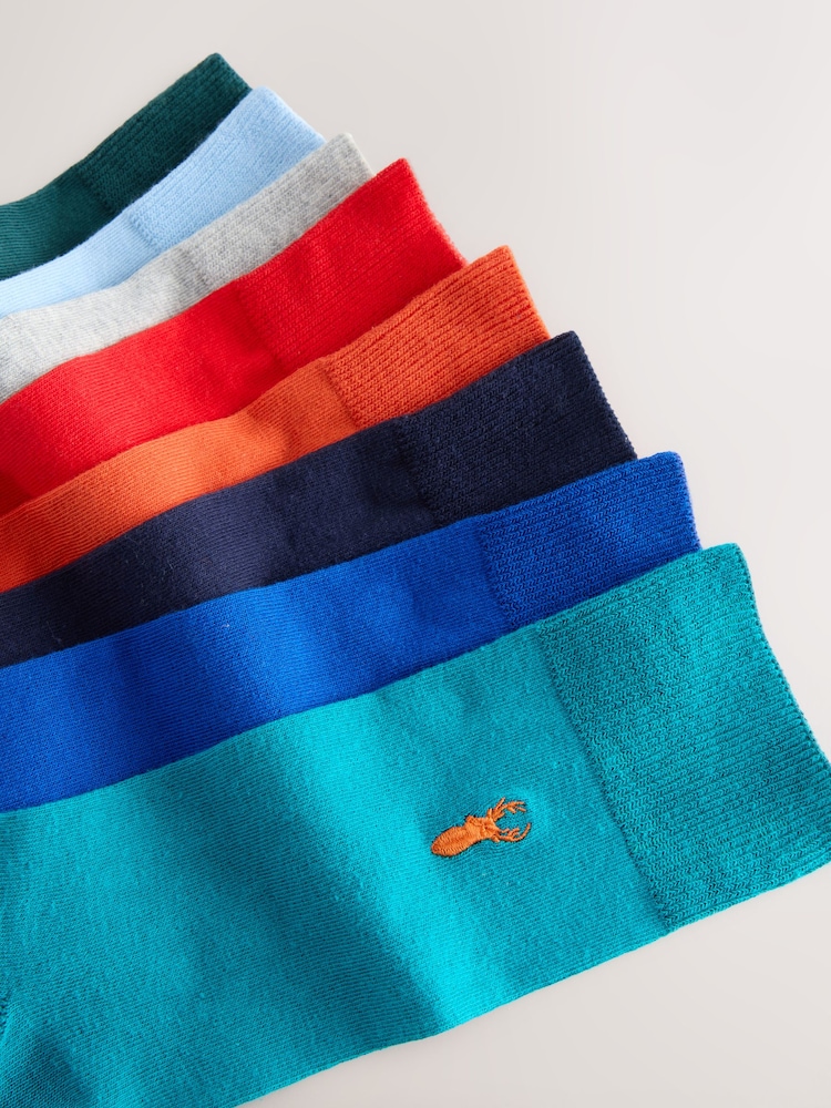 Blue/Red/Green Contrast Stag Embroidered Socks 8 Pack - Image 11 of 11 Blue/Red/Green Contrast Stag Embroidered Socks 8 Pack - Image 11 of 11