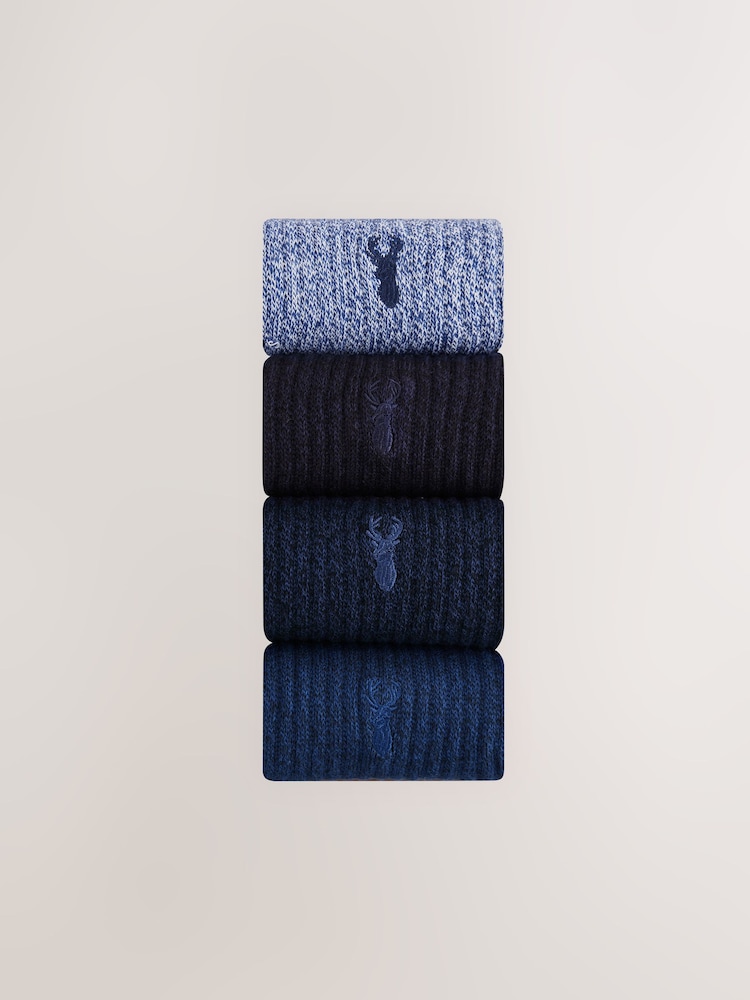 Темно-синий - Stag Embroidered Heavyweight Socks 4 Pack - Изображение 1 из 8 Темно-синий - Stag Embroidered Heavyweight Socks 4 Pack - Изображение 1 из 8