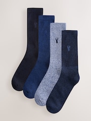 Navy Blue Stag Embroidered Heavyweight Socks 4 Pack - Image 2 of 8