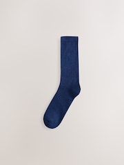 Navy Blue Stag Embroidered Heavyweight Socks 4 Pack - Image 4 of 8