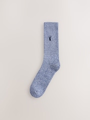 Navy Blue Stag Embroidered Heavyweight Socks 4 Pack - Image 6 of 8