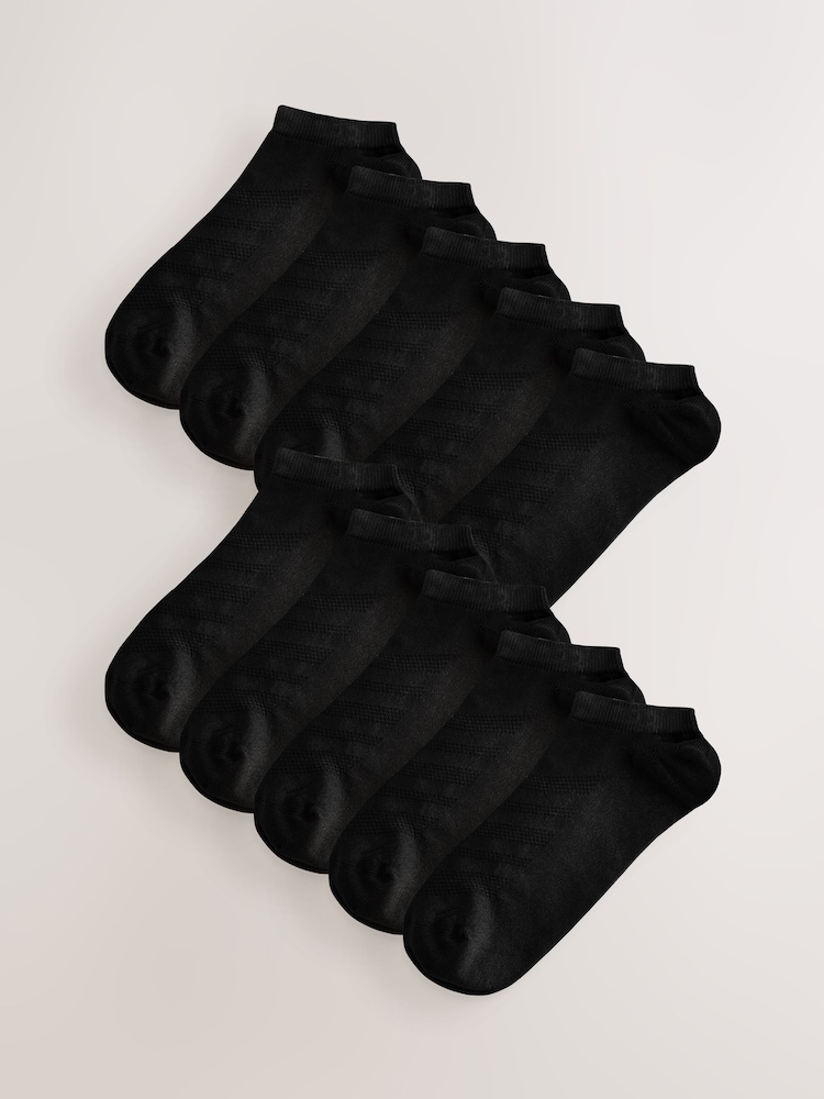 Black Active Low Rise Trainers Socks 10 Pack - Image 1 of 4
