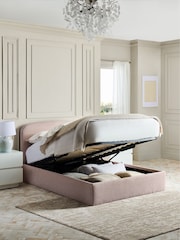 Tweedy Plain Blush Pink Matson Upholstered Ottoman Storage Bed Frame - Image 2 of 8