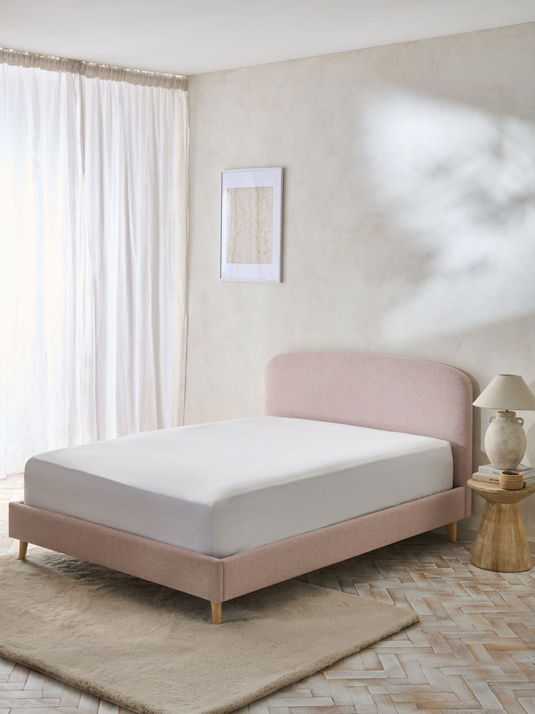 Tweedy Plain Blush Pink Matson Upholstered Bed Frame - Image 2 of 5
