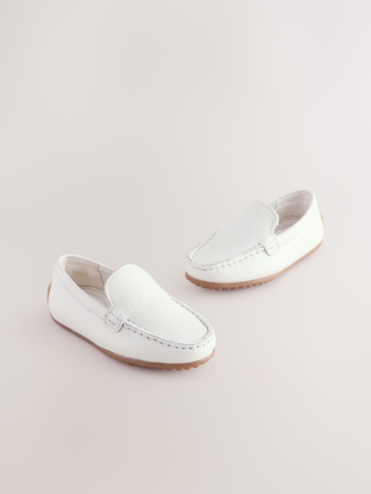 White Leather Loafers Shoes - Image 1 of 6