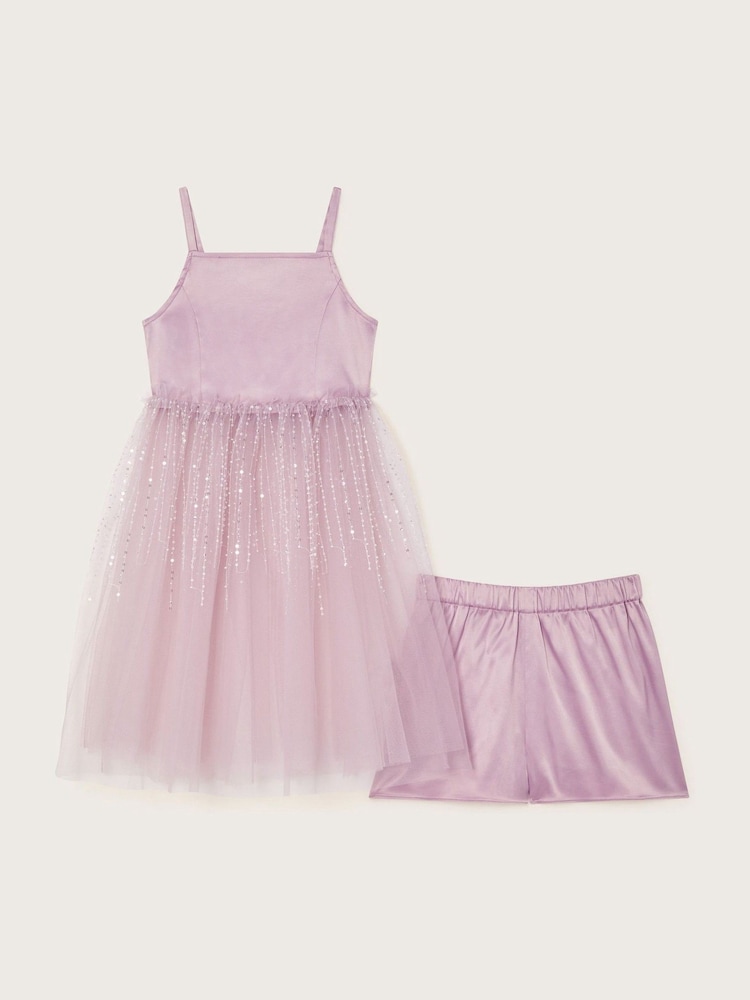 Monsoon Purple Misty Tulle Top and Shorts Set - Image 1 of 3