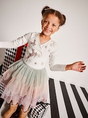 Monsoon Natural Christmas Scene Tulle Disco Dress - Image 1 of 6