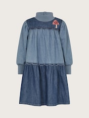 Monsoon – langärmliges Stufen-Denimkleid aus 100 % Baumwolle - Bild 1 von 3