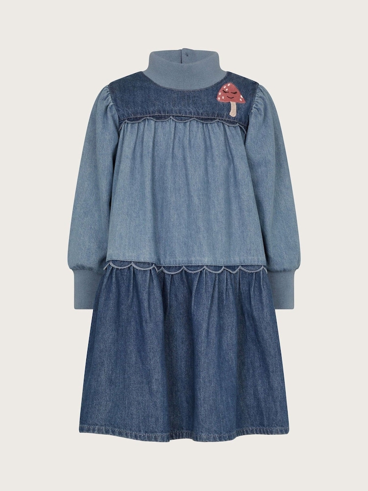 Monsoon – langärmliges Stufen-Denimkleid aus 100 % Baumwolle - Bild 1 von 3