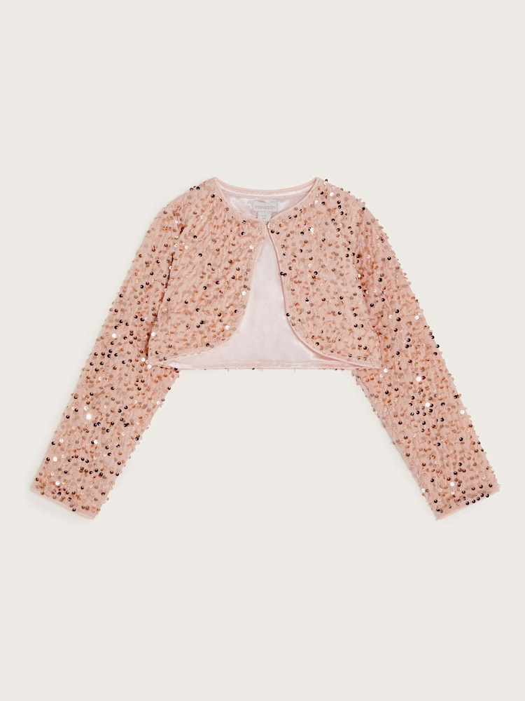 Monsoon Pink Aura Velvet Sequin Cardigan - Image 1 of 3