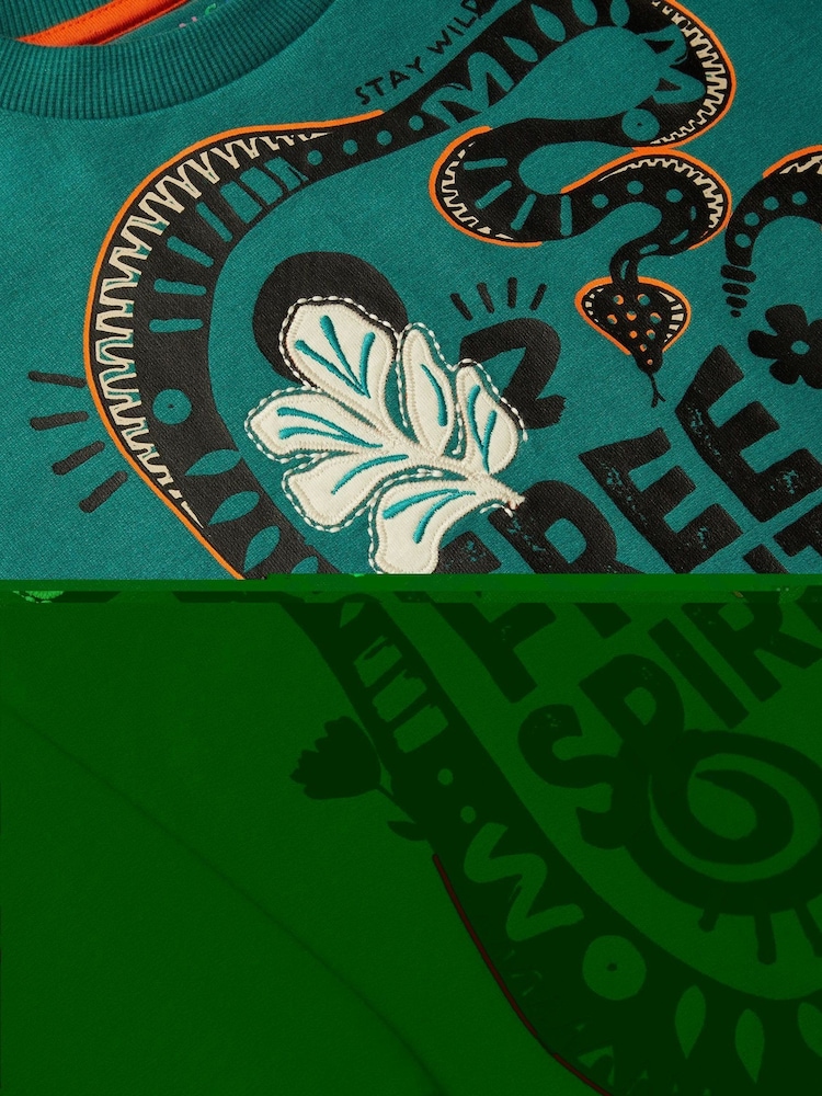 Monsoon Green Free Spirit Graphic 100% Cotton Sweatshirt - Image 3 of 3