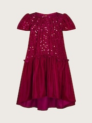 Monsoon Pink Vallie Velvet Sequin Swing Dress - Image 1 of 5