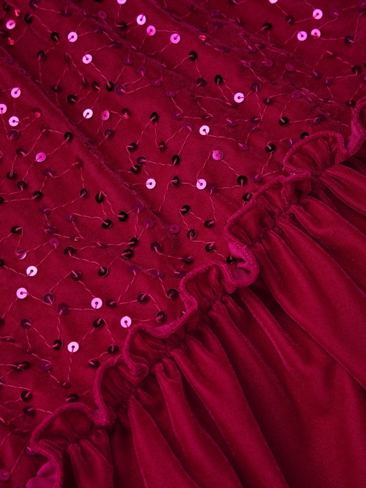 Monsoon Pink Vallie Velvet Sequin Swing Dress - Image 5 of 5