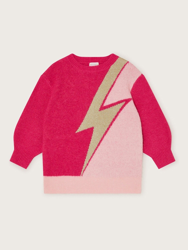 Monsoon Pink Lightning Bolt Intarsia Jumper - Image 1 of 3