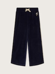 Monsoon Blue Wide Leg Velour Joggers - Image 1 of 3