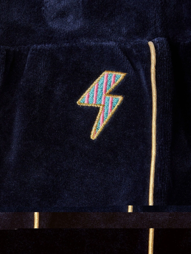 Monsoon Blue Wide Leg Velour Joggers - Image 3 of 3
