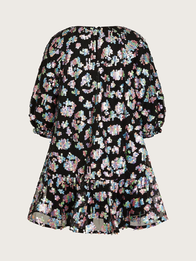 Monsoon Black Rainbow Sequin Shift Dress - Image 2 of 3