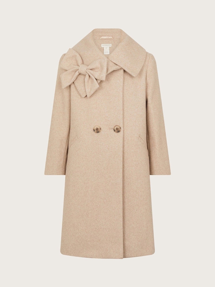 Monsoon Brown Bow Collar Coat - Image 2 of 4
