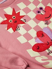 Monsoon Pink Glow In The Dark Smile Graphic 100% Cotton Sweatshirt - Image 3 of 3