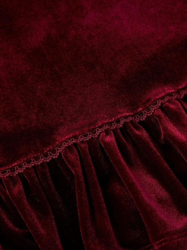 Monsoon Red Noa Spotty Organza Sleeves Velvet Dress - Image 4 of 4