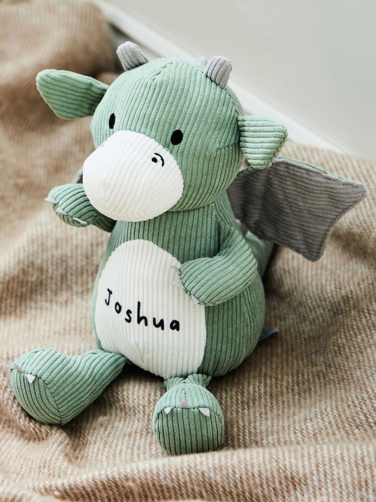 Personalised Green Corduroy Dragon Soft Toy by My 1st Years - Image 1 of 5