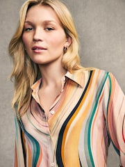 PS Paul Smith Pink Swirl Design Silk Shirt - Image 4 of 7