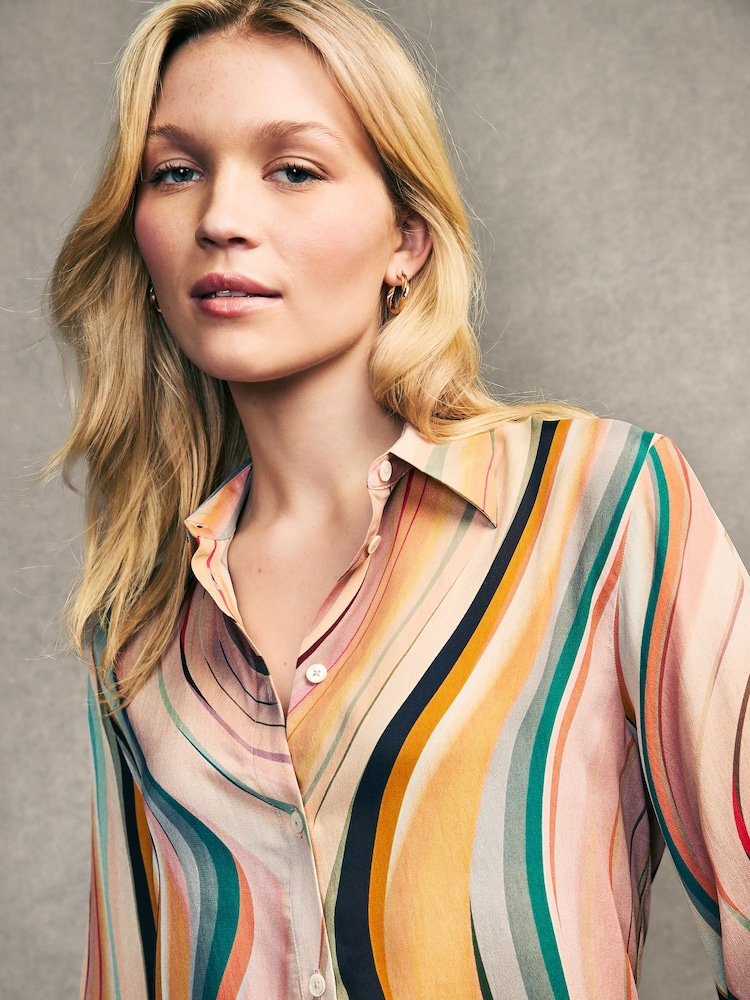 PS Paul Smith Pink Swirl Design Silk Shirt - Image 4 of 7