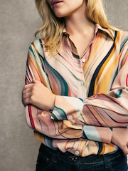 PS Paul Smith Pink Swirl Design Silk Shirt - Image 6 of 7