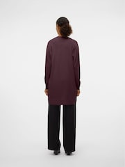 VERO MODA Burgundy Long Sleeves Open Longline Cardigan - Image 2 of 3