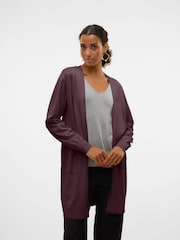 VERO MODA Burgundy Long Sleeves Open Longline Cardigan - Image 3 of 3