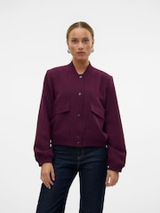 VERO MODA Burgundy Bomber Jacket - Image 1 of 6