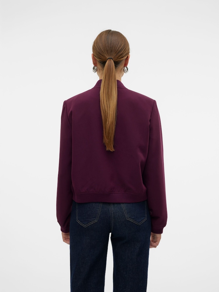 VERO MODA Burgundy Bomber Jacket - Image 2 of 6