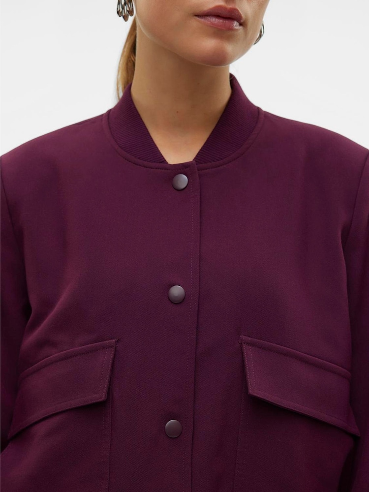 VERO MODA Burgundy Bomber Jacket - Image 6 of 6