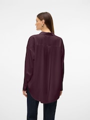 VERO MODA Burgundy Oversized Button Down Shirt - Image 3 of 5
