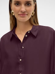 VERO MODA Burgundy Oversized Button Down Shirt - Image 5 of 5