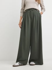 JD Williams Khaki Green Ultimate Tailored Wide Leg Trousers - Image 1 of 4