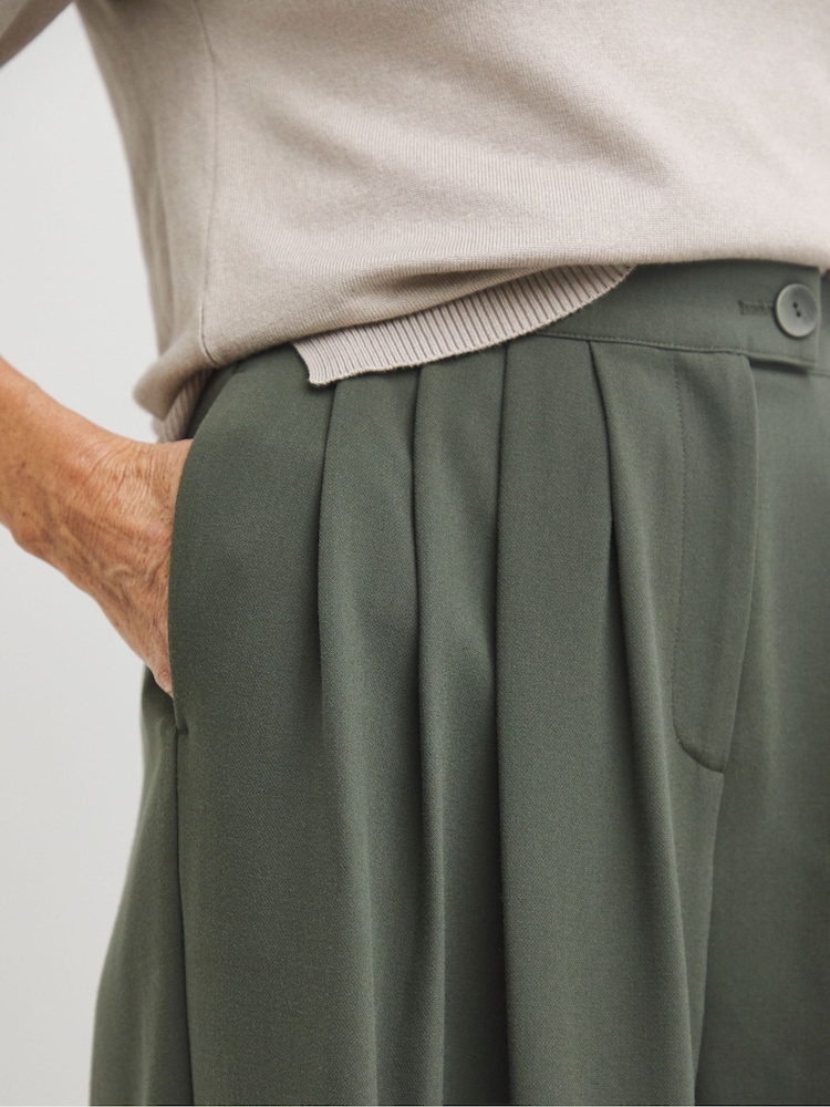 JD Williams Khaki Green Ultimate Tailored Wide Leg Trousers - Image 4 of 4