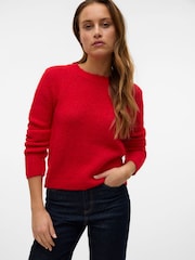 VERO MODA Red Long Sleeves Round Neck Jumper - Image 1 of 6