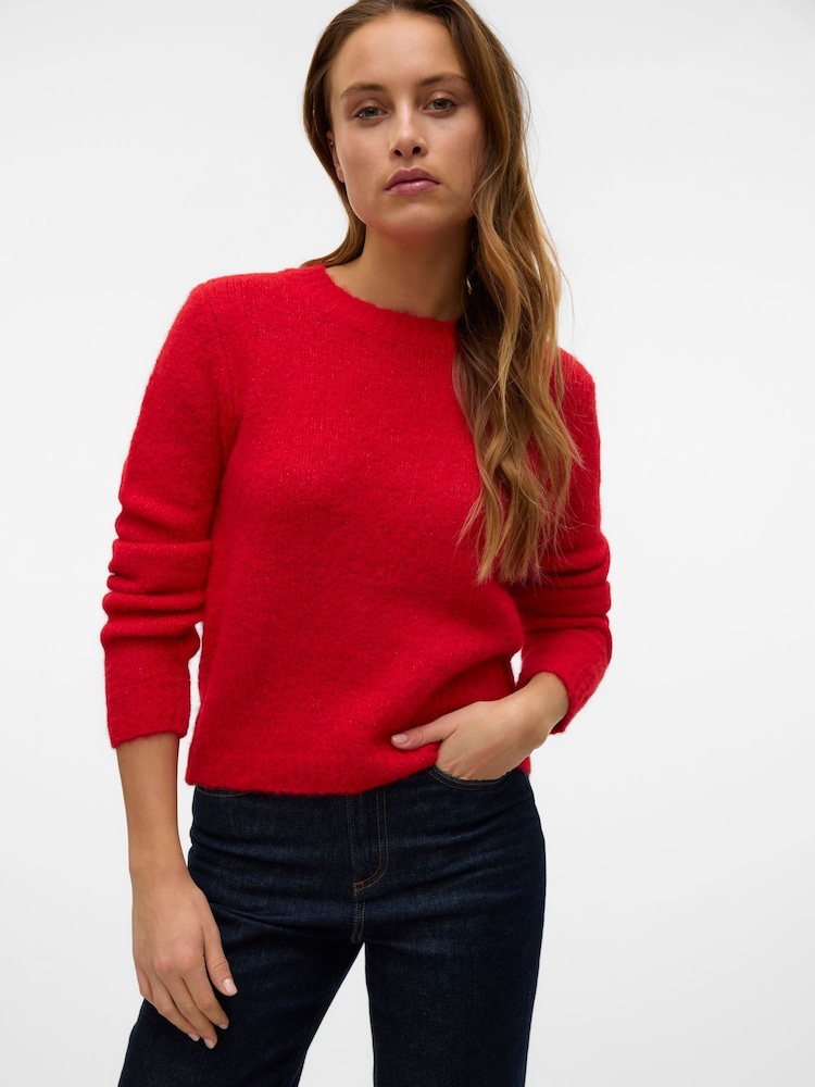 VERO MODA Red Long Sleeves Round Neck Jumper - Image 1 of 6