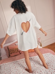 Rockett St George Ecru Cut Out Heart Night T-Shirt - Image 2 of 10